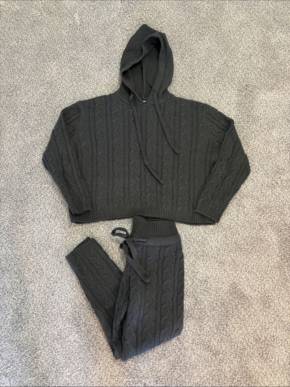 Grey Cable Knit Sweater Set